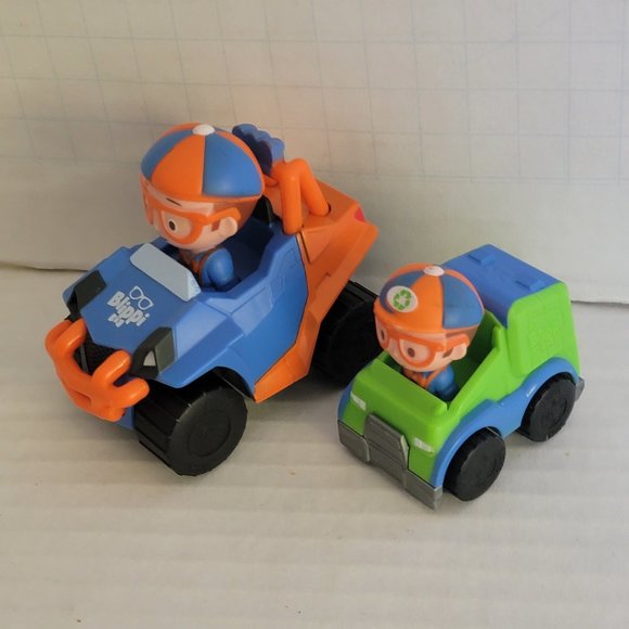 2 Blue Orange Green Blippi Figures Cars Truck Vehicle 2019 2020 Toy - Picture 9 of 11